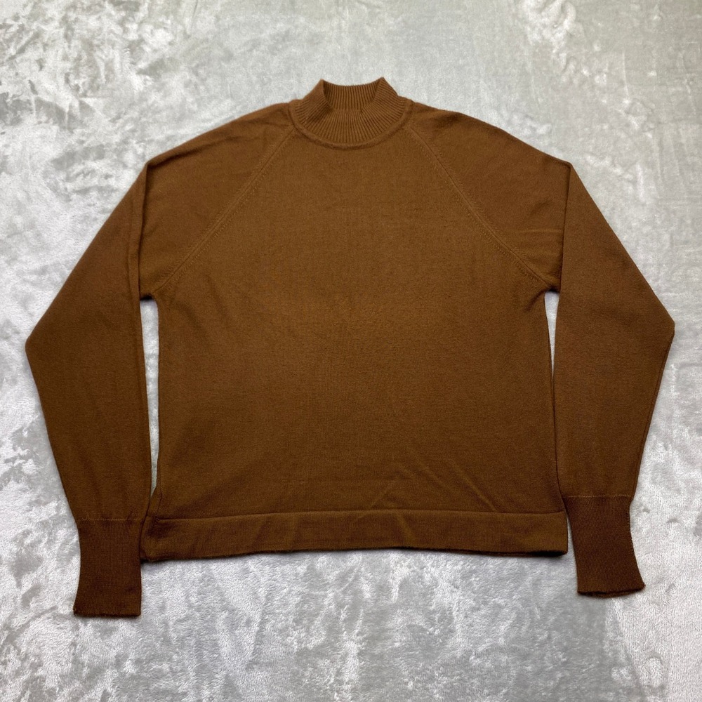 Lord Jeff Mock Neck Sweater‎ Pullover Long Sleeve Brown Acrylic Men Size XL